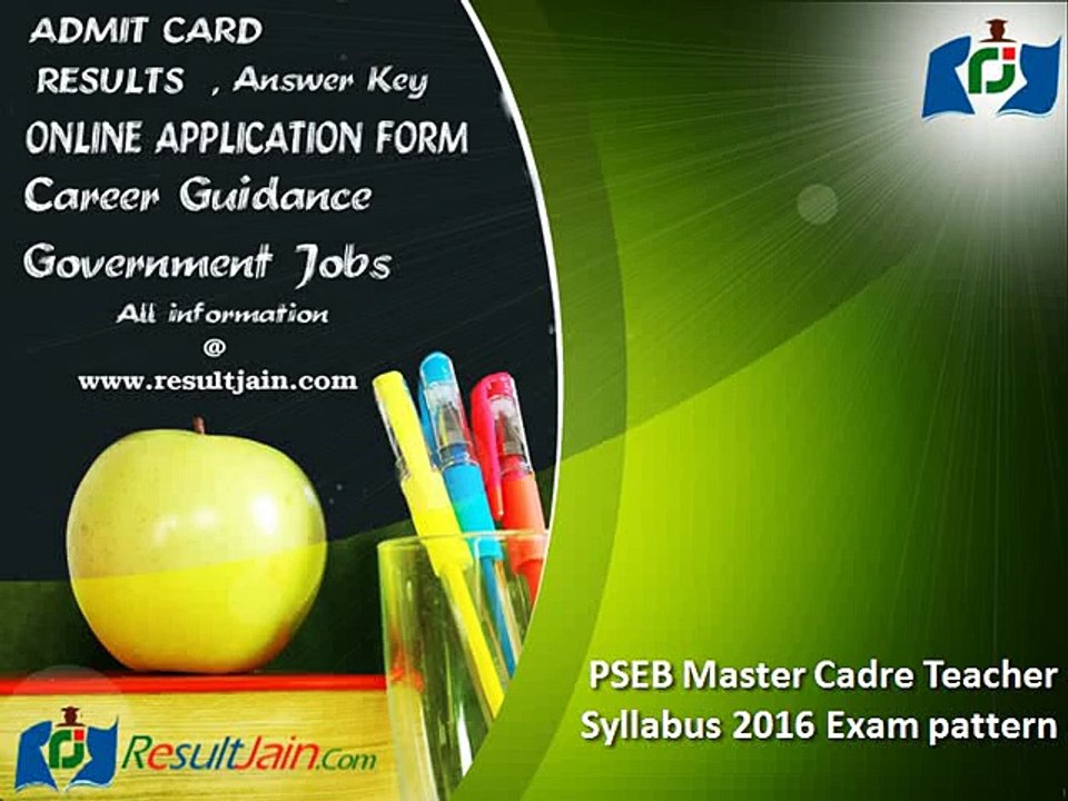 PSEB Master Cadre Teacher Syllabus 2016