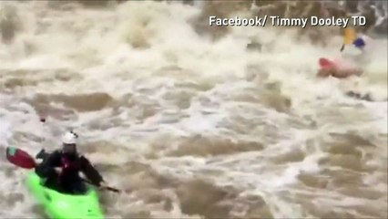 Floods make for exciting rapids for Kayakers