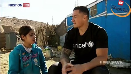 Sonny Bill Williams in Syria as unicef ambassador playing with children