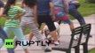 Bulldog skateboards through legs of 30 people, sets world record