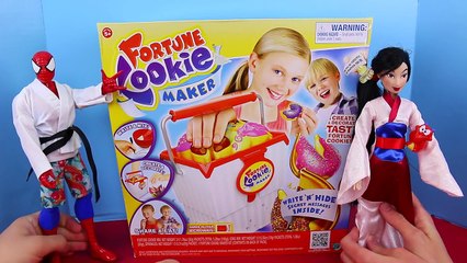 Fortune Cookie Maker DIY Childrens Food Toy Review Surprise Messages to Spiderman & Disney