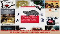 Read  Mining the Social Web Data Mining Facebook Twitter LinkedIn Google GitHub and More PDF Online