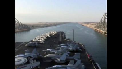 Gigantic USS Enterprise Aircraft Carrier Pass Through Egyptian Suez Canal