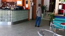 Angry Guy with no arms destroys hotel lobby in Miami