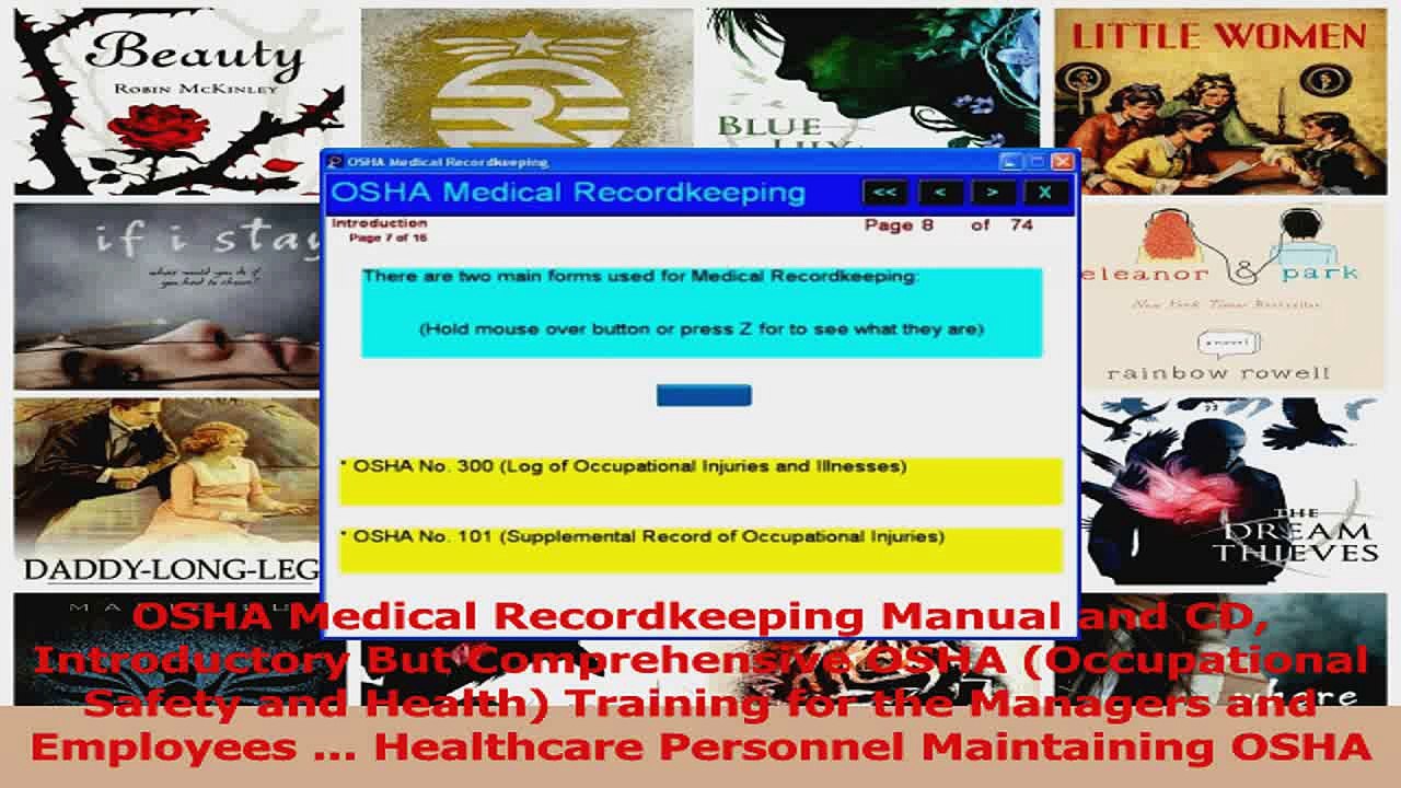 OSHA Medical Recordkeeping Manual and CD Introductory But Comprehensive OSHA Occupational PDF