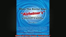 When the Doctor Says Alzheimers