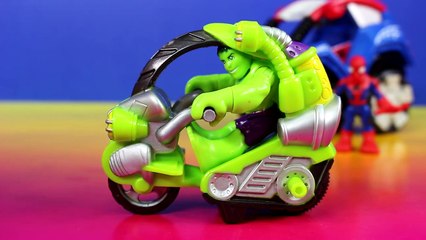 Playskool Heroes Hulk With Tread Racer & Spider-man Stunt Buggy Battle Doc Ock