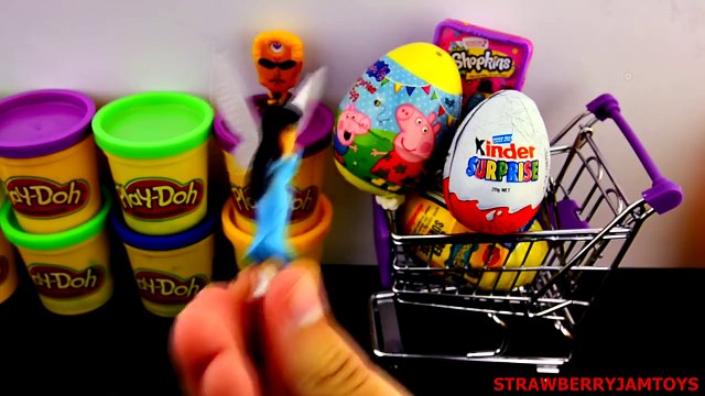 Play Doh Surprise Eggs Shopkins Spongebob Santa Kinder Surprise TMNT Toy StrawberryJamToys
