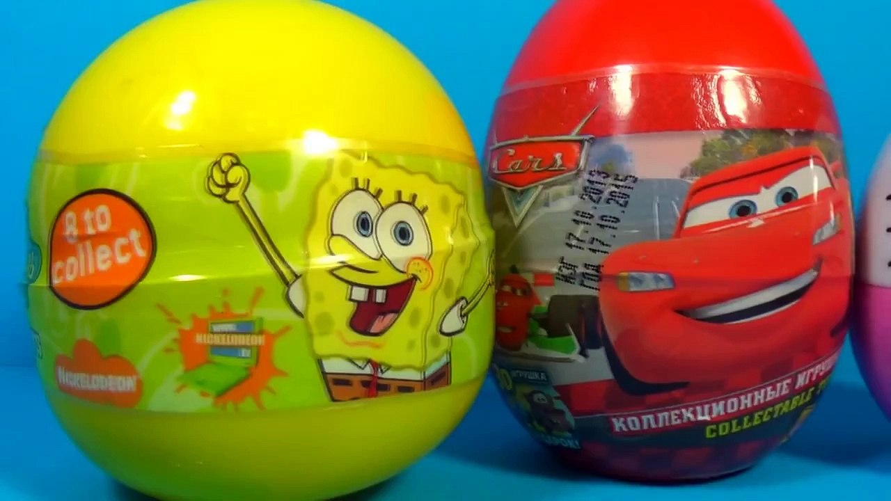 Disney Pixar CARS surprise egg HELLO KITTY surprise egg SpongeBob surprise egg for KidsY