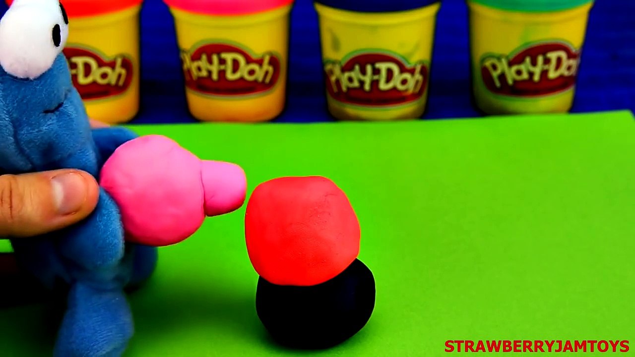 Learn How To Make Play Doh Cookie Monster with Peppa Pig StrawberryJamToys
