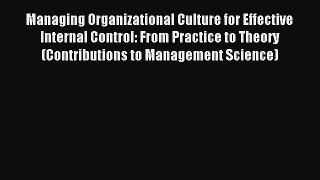[PDF Download] Managing Organizational Culture for Effective Internal Control: From Practice