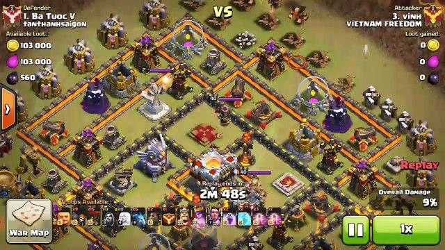 Clash of Clans| tanthanhsaigon vs. VIETNAM FREEDOME ! Hall 11 vs Hall 11 | 3 stars for vinh of VIETNAM FREEDOM