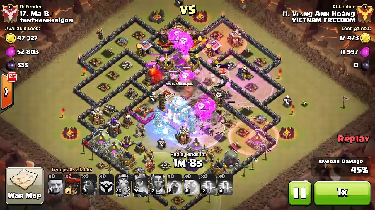 Clash of Clans| tanthanhsaigon vs. VIETNAM FREEDOME ! Hall 11 vs Hall 11 | 3 stars for vinh of VIETNAM FREEDOM Again