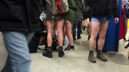 Berliners strip down for 'No pants subway ride'