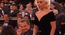 Lady Gaga Bumps Leonardo DiCaprio at the Golden Globes 2016