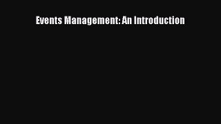 Events Management: An Introduction [Read] Full Ebook