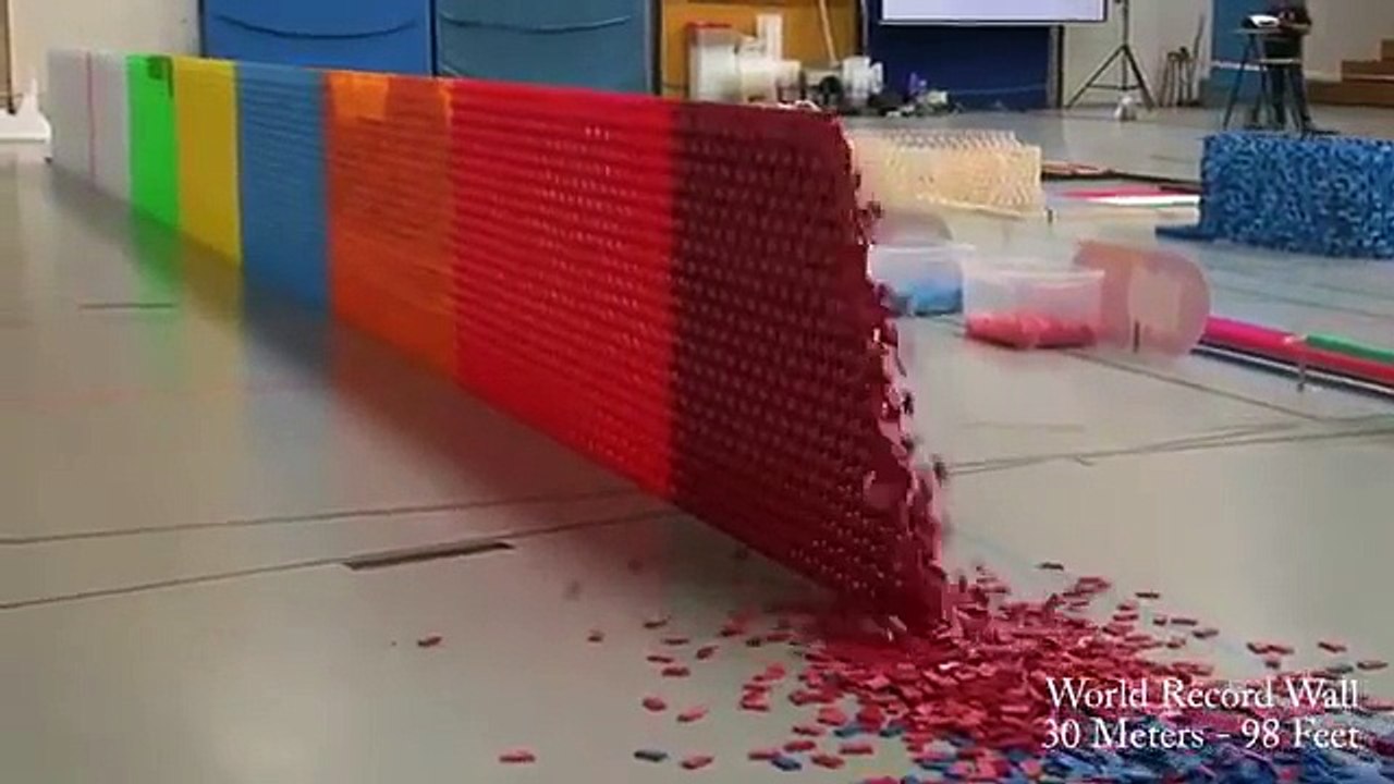 As 130,000 Dominoes Start To Fall Watch The Blue Ones Very Closely