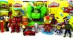 2015 PLAY DOH CAN HEADS HULK SMASHDOWN WITH CAPTAIN AMERICA, VENOM, IRON MAN, AND SPIDERMAN TOYS