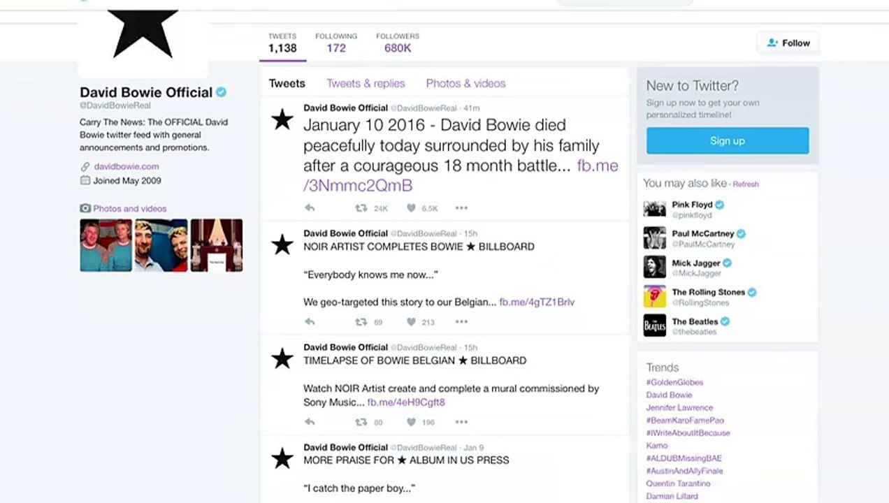 British music legend David Bowie dies aged 69