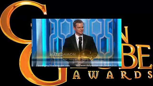Golden Globes 2016 - Matt Damon Acceptance Speech Winner Golden Globes Awards 2016