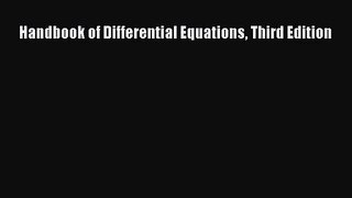 PDF Download Handbook of Differential Equations Third Edition Download Full Ebook