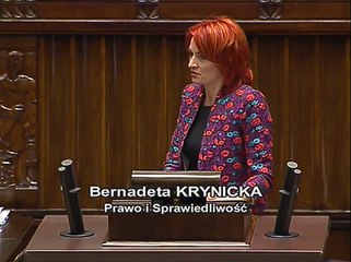 Poseł Bernadeta Krynicka - Zapytanie z dnia 10 grudnia 2015 roku.