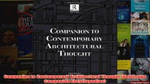 Companion to Contemporary Architectural Thought Routledge Companion Encyclopedias