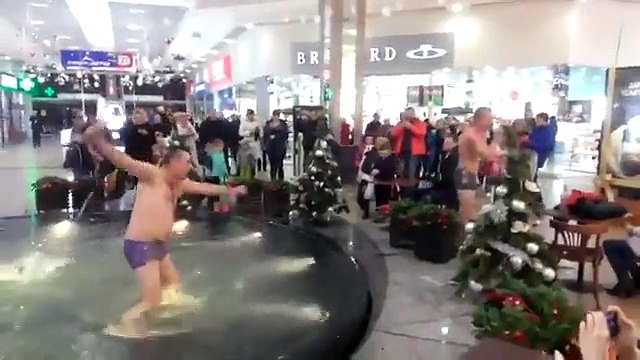 два пьяных дельфина в фонтане торгового центра