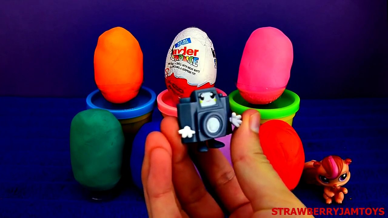 LPS Play Doh Shopkins Cars 2 Minions Elmo Angry Birds Moshi Monsters Surprise Eggs Strawbe