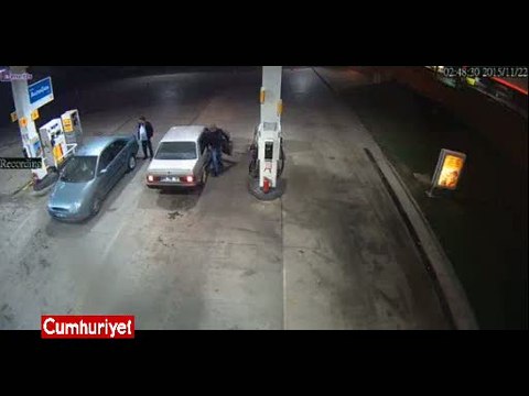 Akar yakıt istasyonununda korkunç cinayet anı kamerada