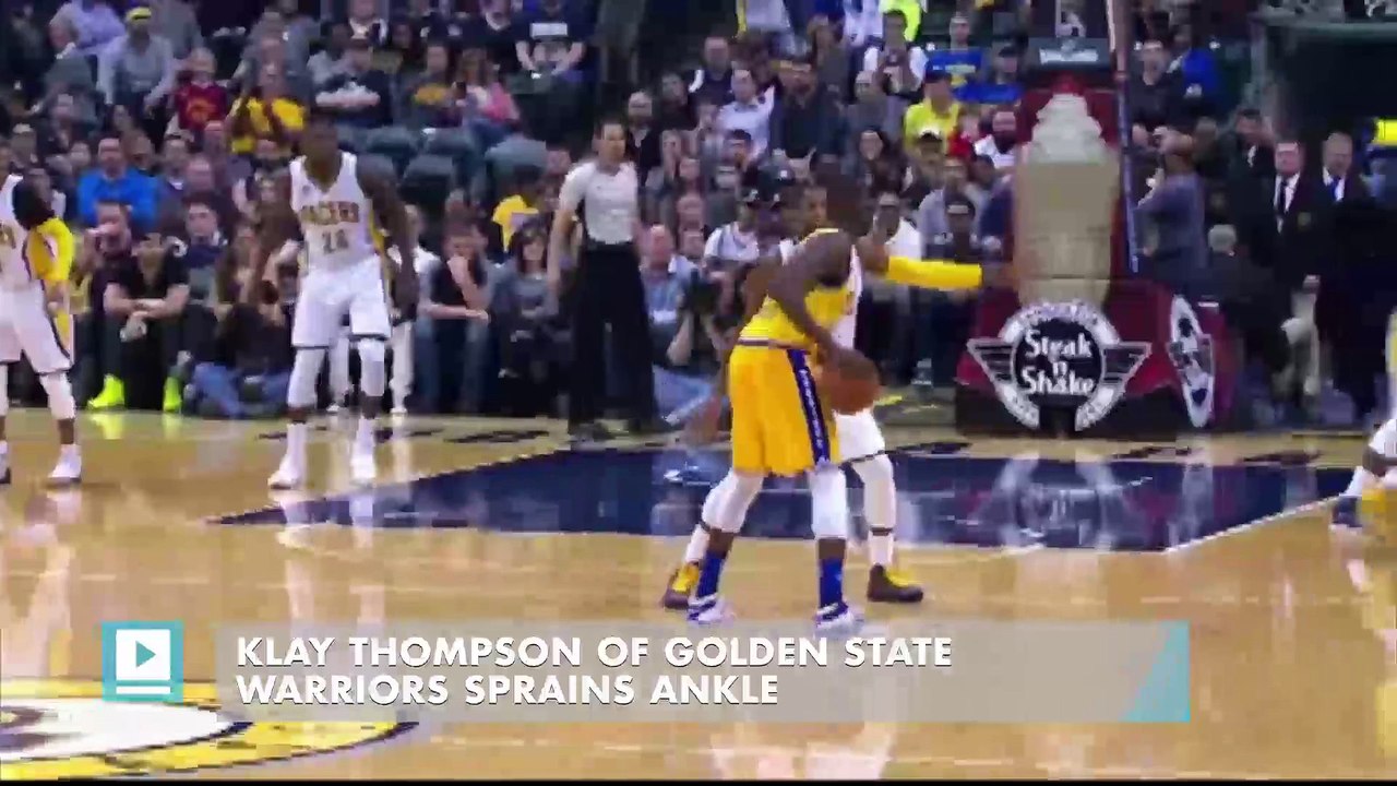 Klay Thompson of Golden State Warriors sprains ankle