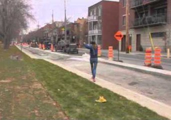 A Dancing Demonstration on the Sidewalk