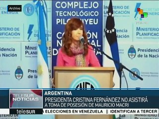 Cristina Fernández no asistirá a la toma de posesión de Mauricio Macri