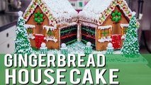 How To Make A Gingerbread House CAKE with chocolate, buttercream, candy and icing!