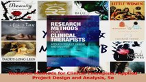 PDF Download  Research Methods for Clinical Therapists Applied Project Design and Analysis 5e PDF Online