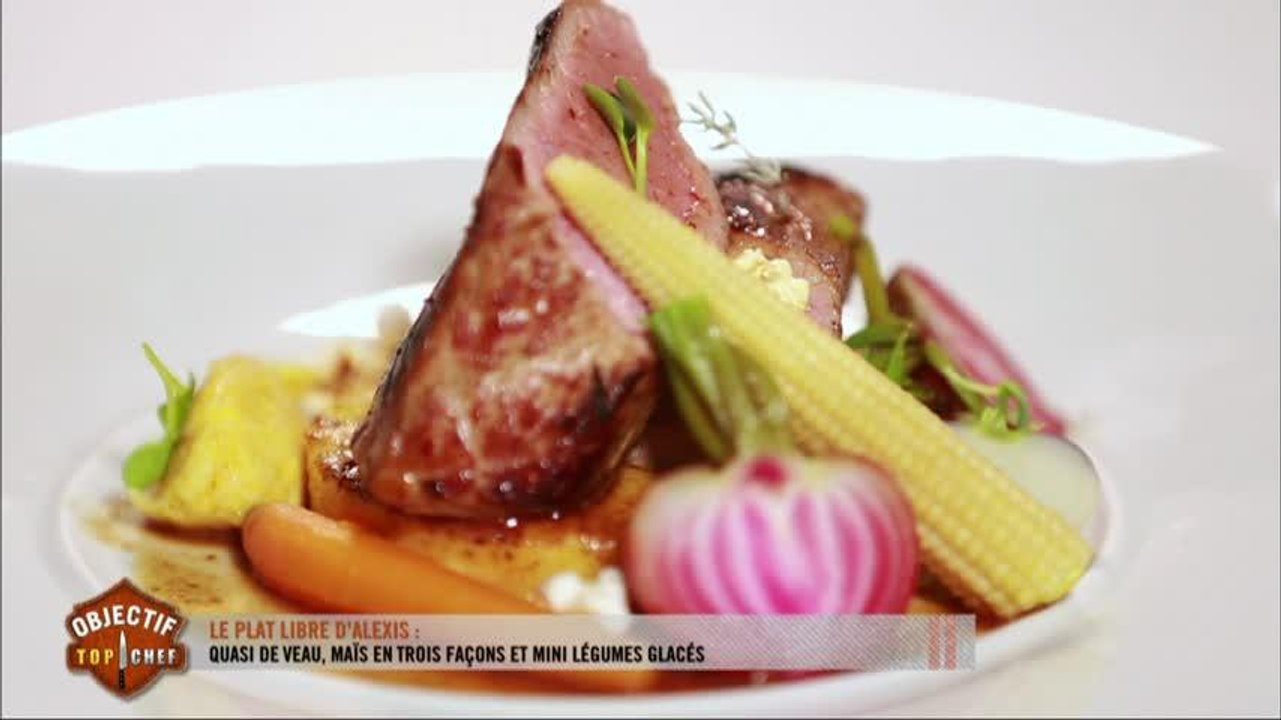 Le plat libre d'Alexis : quasi de veau, maïs en trois façons et mini légumes glacés