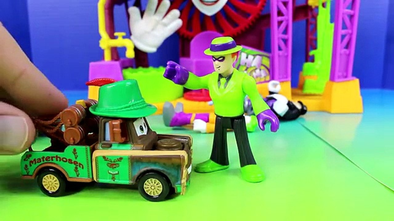 Imaginext Joker Turns Disney Pixar Cars Army Lightning McQueen Into Joker Car Mater Rescue