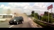 Moment of bus crash with truck in France 23.10.2015