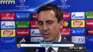 Valencia 0-2 Lyon - Gary Neville's First Post Match Interview As Valencia Head Coach