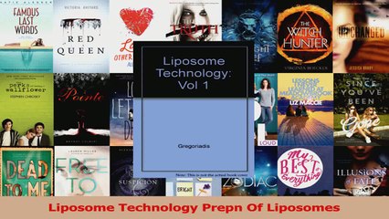 Liposome Technology Prepn Of Liposomes Read Online