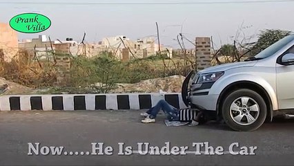 Girl Repairing Car On Highway Social Experiment