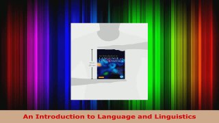 Read  An Introduction to Language and Linguistics Ebook Free