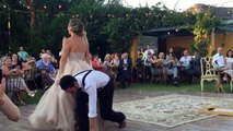 Justin Willman gets levitated by his bride in their first dance