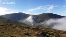 Pretty footage of clouds over Welsh mountains