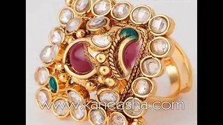 Traditional Gold Indian Ring, Pearl Fashion Ring Designs