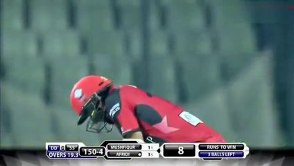 Shahid Afridi hits 2 sixes in a row to win the match for Sylhet Stars  BPL 2015