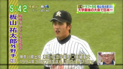 阪神タイガース ドラフト６位 板山祐太郎 インタビュー 2015.12.10