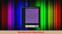 Read  Randomized Algorithms Ebook Free