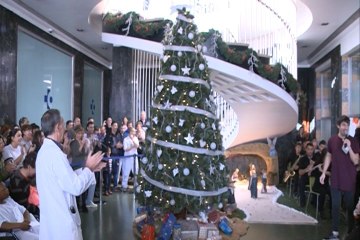 Télécharger la video: El árbol de Navidad luce en el Hospital de las Cruces