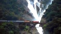 Indian Railways Spectacular Footage of Train under Waterfalls